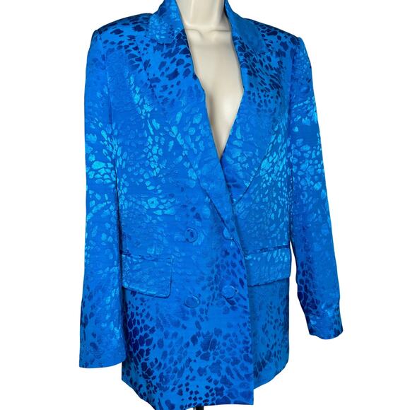 🧿 ZARA Blue Leopard Jacquard Blazer – XS (Oversized, NWT!) - Picture 5 of 10